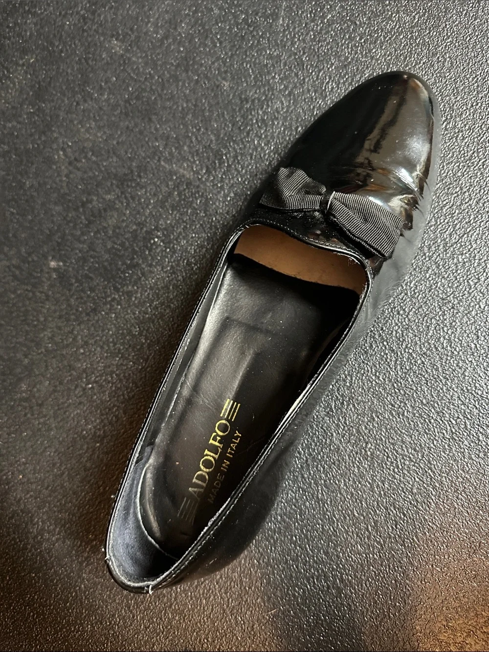 Adolfo Italian Black Patent Dress Loafers 8.5M